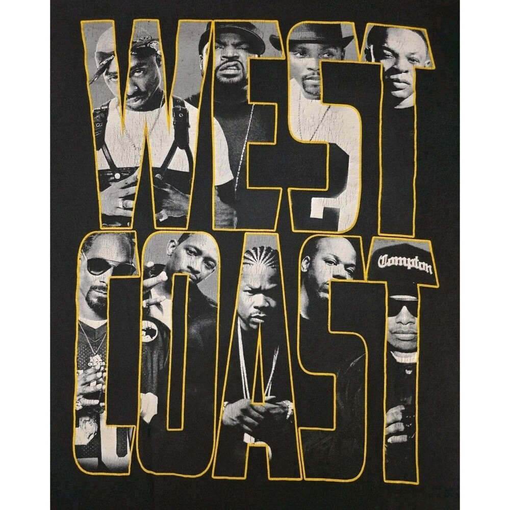 Vintage West Coast Rapper Hip Hop Tupac Ice Cube Snoop Dogg Men's T-Shirt  2XL